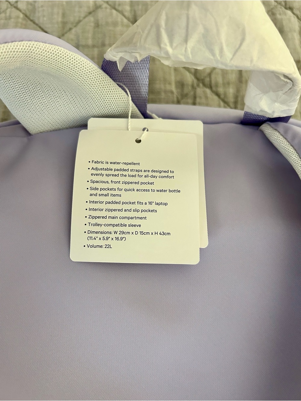 NWT lululemon Everywhere Backpack 22L Metal Hardware Lavender Frost Gold - Picture 7 of 14